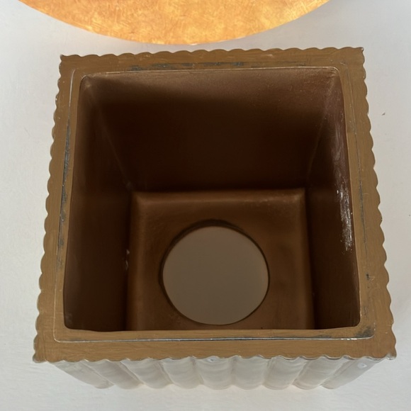 Tissue Box Holder Cover, Heavy Gold Acrylic With Gold Glass Candle Holder - Picture 4 of 13